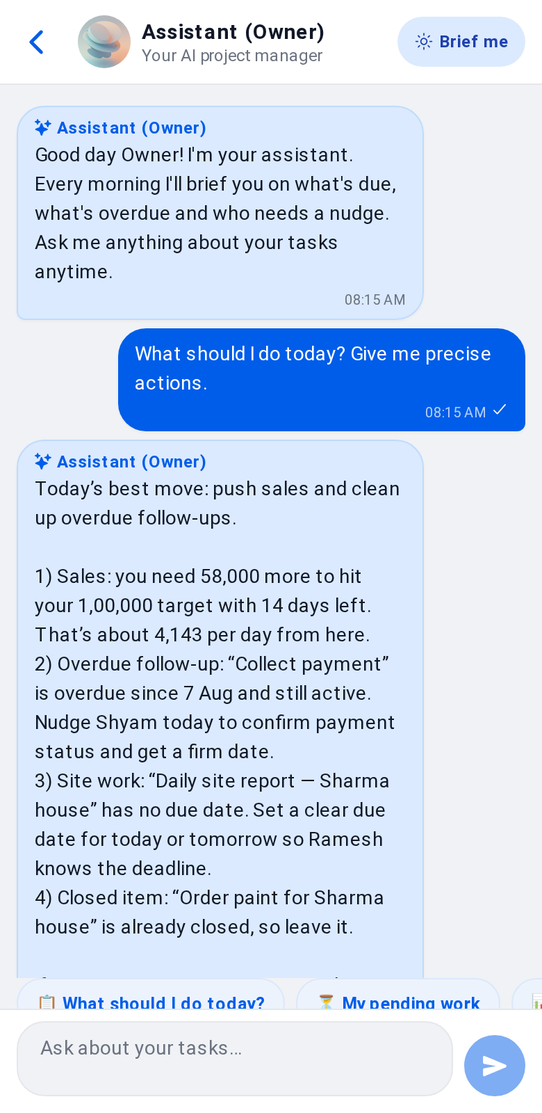 AI assistant answering questions about your work