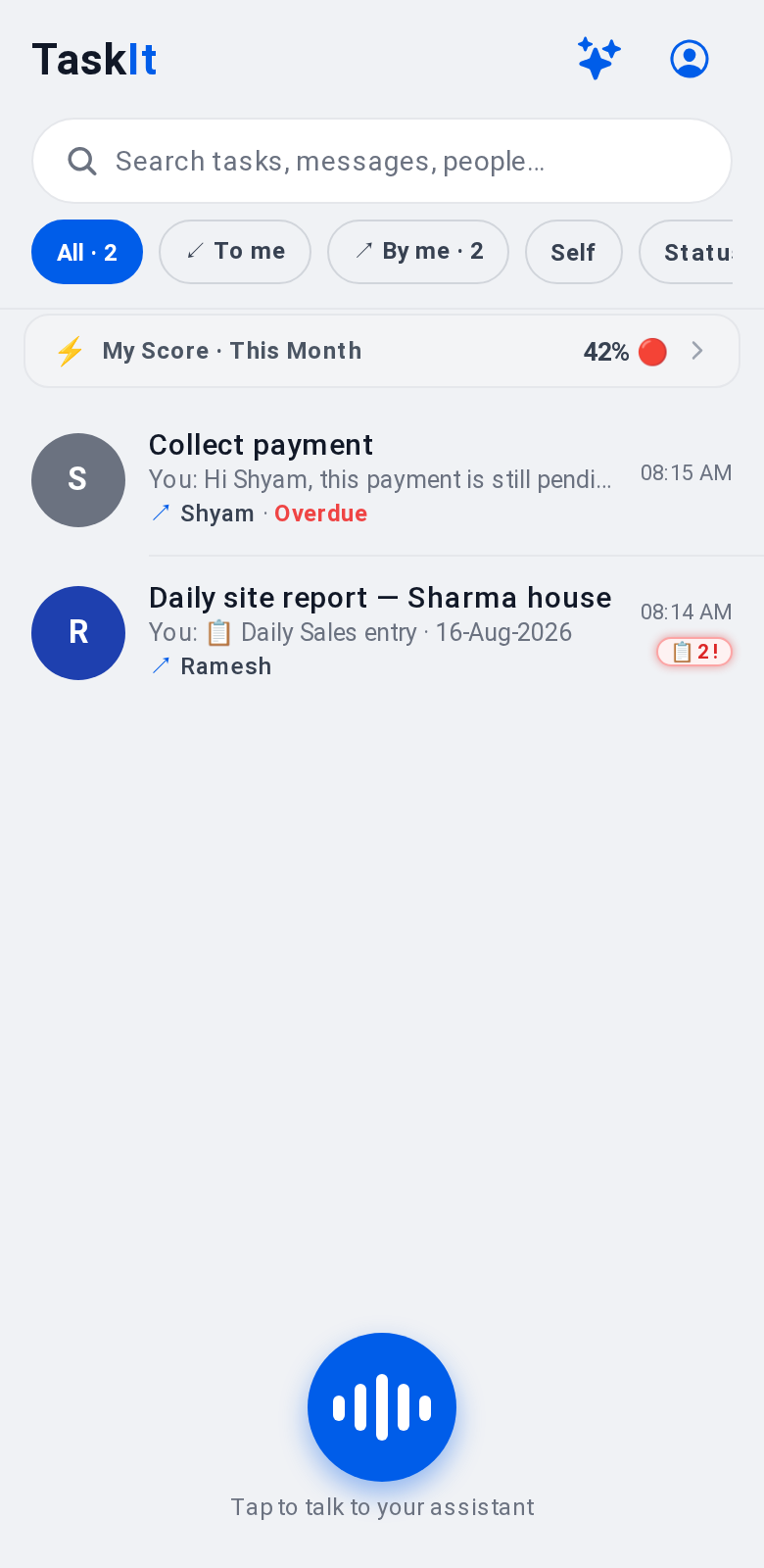 Task-It home with voice assistant button