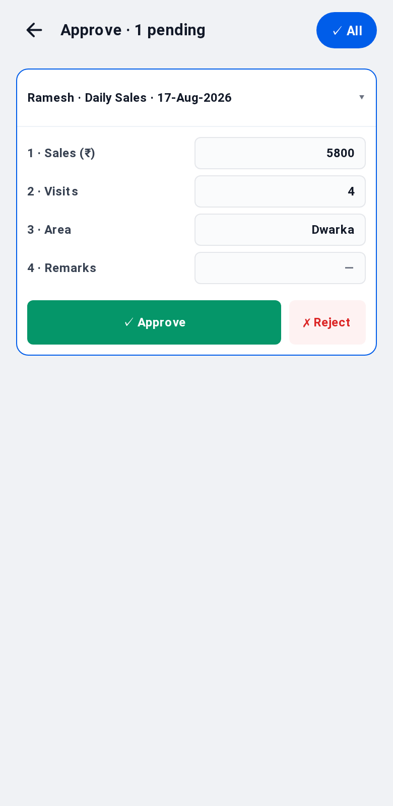 Verify inbox with a pending entry expanded